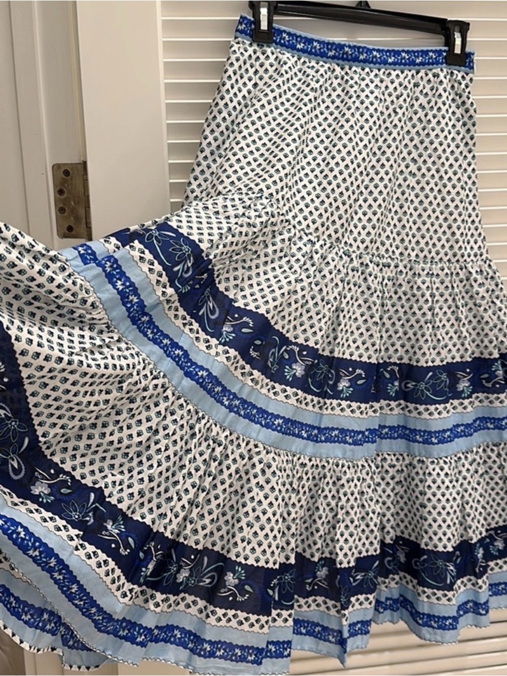 J. Crew Blue and White High Waist Tiered Midi Skirt NWOT Size XS - Picture 2 of 5